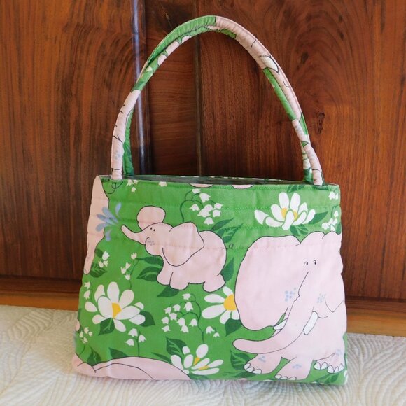 VTG Katashas Unusuals pink elephant novelty wrap skirt & rare matching book tote - Picture 12 of 16